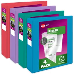 Avery Durable View 3 Ring Binders, 2 inch Slant Rings, 530-Sheet Capacity, DuraHinge, 2.8 inch Wide Spine, Customizable Clear Covers and Spine - Thumbnail 1