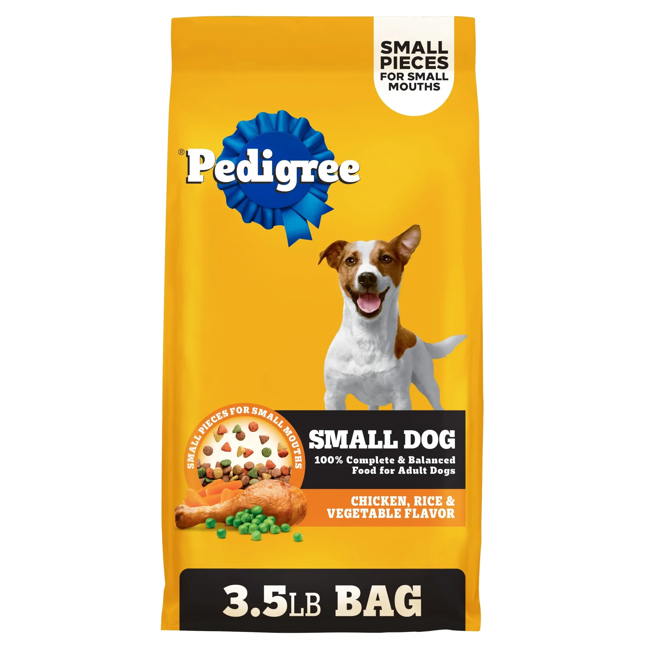 Pedigree Adult Small Dog Dry Dog Food, Roasted Chicken And Vegetable Flavor, 3.5 Lb. Bag