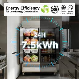 VEECOOL 54.4" W Commercial Refrigerators WiFi-Enabled, 49 cu.ft. Stainless Steel Reach-In Fridge with 8 Shelves, APP & Digital Control, LED Lighting - Thumbnail 5