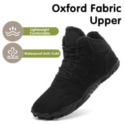 Stepedia Mens Womens Winter Barefoot Shoes Wide Toe Box Winter Boots Faux Fur Zero Drop Sole, Black 7.5 Women/6.5 Men - Thumbnail 5