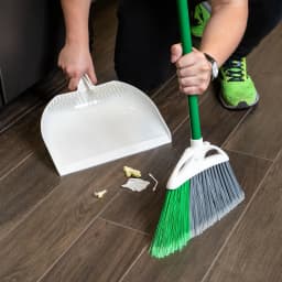 Libman Precision Angle Broom With Dustpan, Green White, Recycled Plastic Fibers - Thumbnail 6