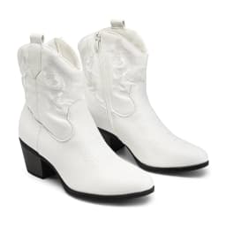 BURUDANI Women's Western Embroidered Ankle Boots Cowboy Cowgirl Low chunky Heel Round Toe Short Booties Shoes - Thumbnail 4