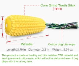 LosFong Ultra-Durable Dog Chew Toys for Aggressive Chewers - Indestructible Corn Cob Design with Squeaker, Tough Puppy Teething Toys for Small - Thumbnail 4
