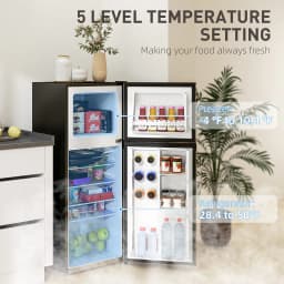 HOMCOM Small Fridge with Freezer, 4 Cu Ft Refrigerator with Shelves, Silver - Thumbnail 6