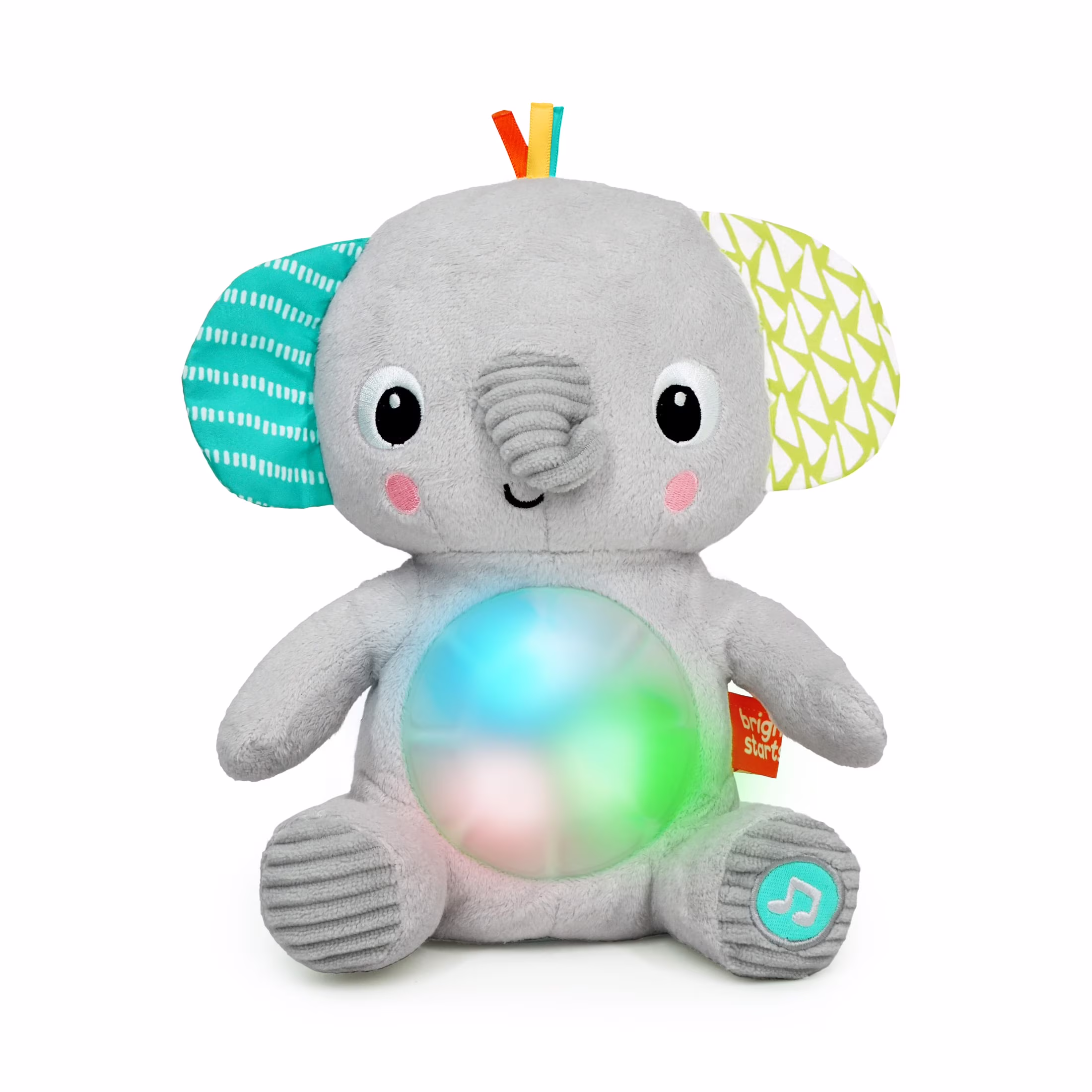 Bright Starts Hug-a-Bye Baby Elephant Stuffed Animal Dual-Mode Soft Toy Soother, Gray - Thumbnail 1