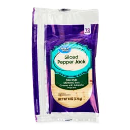 Great Value Pepper Jack Deli Style Sliced Cheese, 8 oz Package, 12 Slices - Thumbnail 1