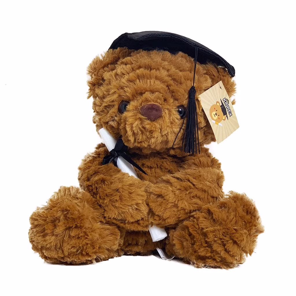 Graduation Plush Teddy Bear - Brown Stuffed Animal With Graduation Cap 11.81" / 30 Cm - Thumbnail 1