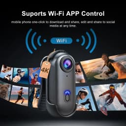 NUISK 4K Mini Action Camera, 128GB Card, 10 Accessories, Magnetic Mount, Waterproof Case, White - Thumbnail 8