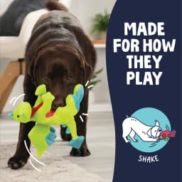 goDog Dragons Squeaky Plush Dog Toy with Double Chew Guard Technology, Durable Fabric & Squeaker for Active Play, Green, Large - Thumbnail 5