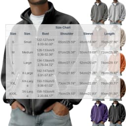 ZUBMGKTE Men's Suede Leather Bomber Jacket Casual Coat for Men Jacket with Two Pockets - Thumbnail 3