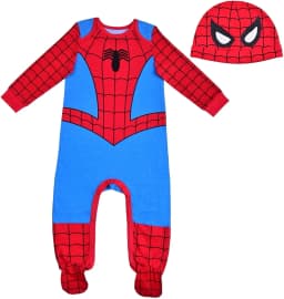 Marvel Spiderman Bodysuit and Hat, Footed Jumpsuit, Baby Clothes Sleepwear Set - Thumbnail 1