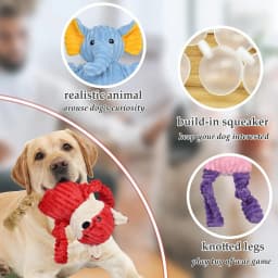 LECHONG Christmas Dog Toys for Small Dogs, 5 Pack, Stuffed Animal Squeaky Dog Toys for Medium and Large Dogs, Puppy Toys - Thumbnail 3