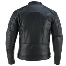 Men's Motorbike Leather Jacket Distress Zip Up Motorcycle Protection Jackets All Black-5XL - Thumbnail 2