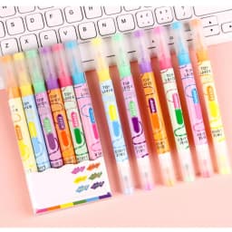 Preplabs 6-Pack Dual Tip Highlighters | Chisel and Fine Tip Color Changing Markers for Bullet Journaling - Thumbnail 8