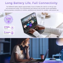 15.6" FHD IPS Windows 11 Laptop, 128GB SSD 12GB RAM, Intel Processor, Dual 4K Output & Type-C PD, Office 2024 Included - Thumbnail 3