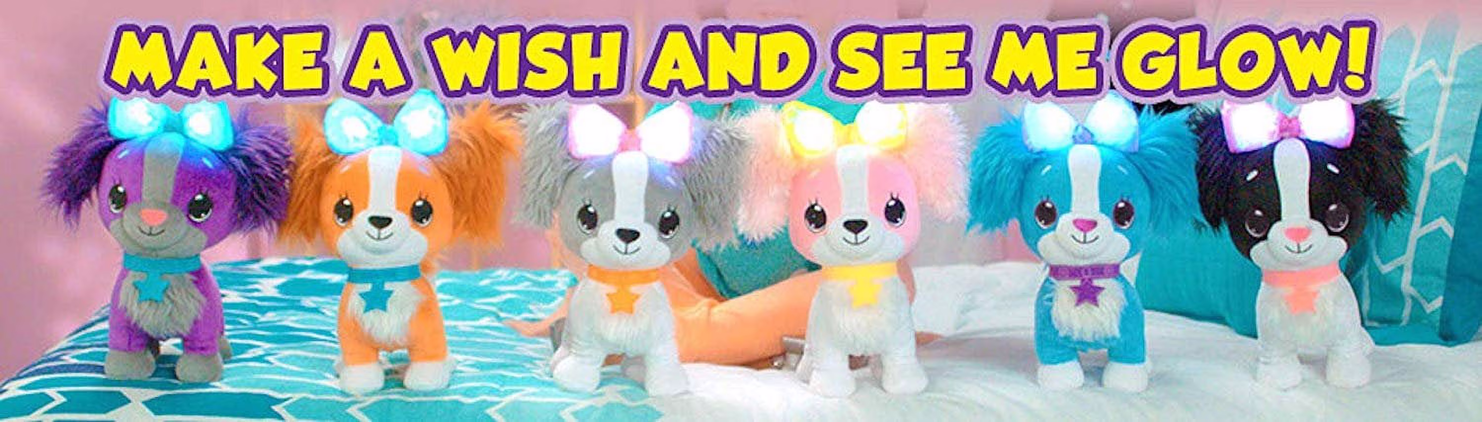 Wish Me Pets - Light Up LED Plush Stuffed Animals - Pink Cavalier Puppy with Yellow Bow - Thumbnail 5