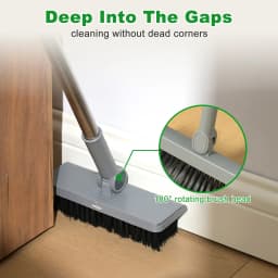Michnild 3 in 1 Broom and Dustpan Set with Adjustable Push Broom Long Handle Floor Sweeping Combo Home Kitchen,Gray - Thumbnail 4