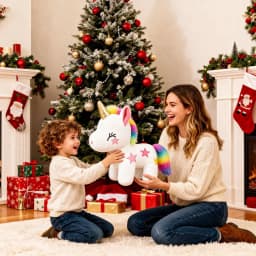 Dolizu 4-Pack Unicorn Plush Set: 1 large 11.8in + 3 small 4in unicorns. Ideal for kids’ play, bedtime and gifts for all ages - Thumbnail 2