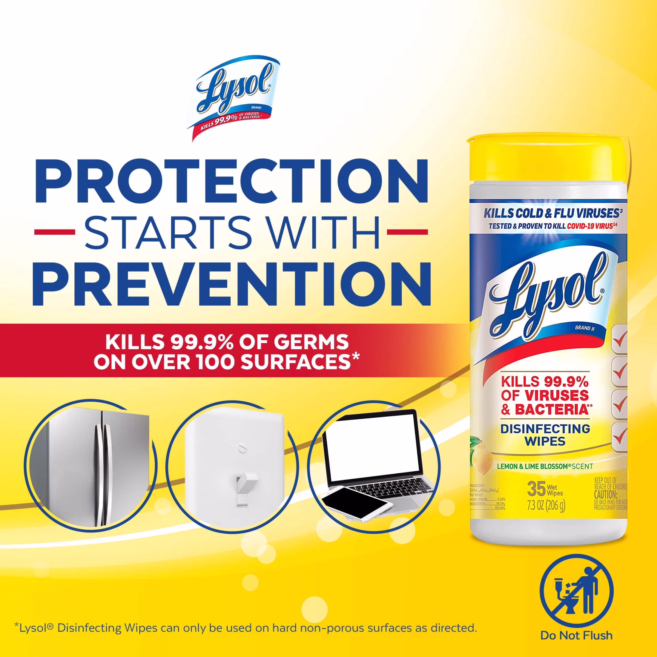 Lysol Disinfectant Wipes, Multi-Surface Antibacterial Cleaning Wipes, For Disinfecting and Cleaning, Lemon and Lime Blossom, 105 Count (Pack of 3) - Thumbnail 2