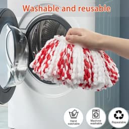 Rolarhola Spin Mop Replacement Set for O-Ceda EasyWring 1-Tank System, Includes 2 Mop Head Replacement, 1 Mop Handle (30-58in Adjustable 4-Section - Thumbnail 2