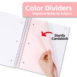 Comix 1 Subject Notebook,6-Pack College Ruled Spiral Notebook with Pocket Dividers 11"x 8.5", 70 Sheets,Black Orange Pink - Thumbnail 5