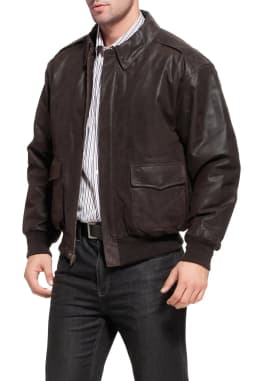 Landing Leathers Mens Air Force A-2 Leather Flight Bomber Jacket (Regular & Tall) - Thumbnail 4