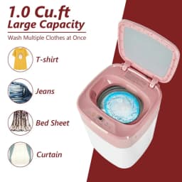 YYAo Washer and Spinner Combo, Laundry Washing Machine, 8lbs Portable Fully Automatic Washing Machine with Drain Pump-Pink - Thumbnail 5