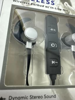 RHEA- Wireless Black Earbuds In Line Mic Bluetooth Dynamic Stereo Ear Hooks - Thumbnail 2