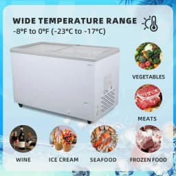 NAFCOOL 12.4 Cu. Ft Horizontal Freezer - Commercial Refrigerator, Glass Door Refrigerator, LED Lighting, White - Thumbnail 3