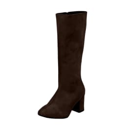 Viluyesy Womens Knee High Boots, High Chunky Heels Pointed Toe Suede Leather Fall Winter Dress Tall Boots Brown US8.5 - Thumbnail 2