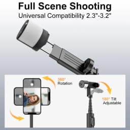 Selfie Stick Tripod for iPhone with Light, 360 Rotation 30" Phone Camera Tripod Stand with Remote for Content Creator Vlog Live Stream Video Recording - Thumbnail 2