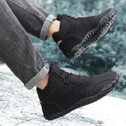 Stepedia Mens Womens Winter Barefoot Shoes Wide Toe Box Winter Boots Faux Fur Zero Drop Sole, Black 7.5 Women/6.5 Men - Thumbnail 6