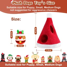 Pet Deluxe Christmas Squeaky Dog Toys 4 Pack Hide and Seek Dog Toys Christmas Hat Plush Dog Toys for Puppy Small Medium Breeds - Thumbnail 3