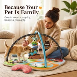 Soft Padded Activity Play Gym Mat with Hanging Toys for Puppies and Small Dogs - Thumbnail 6