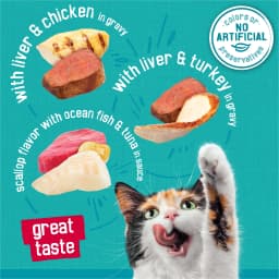 Friskies Gravy Tasty Treasures Prime Filets, Wet Cat Food, 5.5 oz Cans, 12 Pack - Thumbnail 5