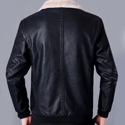 Maoxin Men's Coats and Jackets Men's New Solid Color Casual Lapel Zipper Cardigan Leather Jacket Jacket Black 3XL - Thumbnail 7