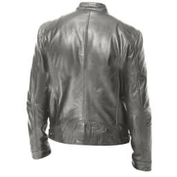Clearance 2024! ZVNAΖH Men's Stand Collar Leather Jacket Motorcycle Lightweight Faux Leather Outwear - Thumbnail 3