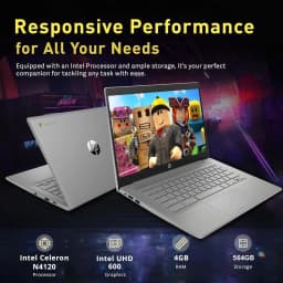 HP Chromebook 14" HD Premium Laptop Computer for Student Business, Quad-Core Celeron N4120 Processor, 4GB RAM - Thumbnail 4