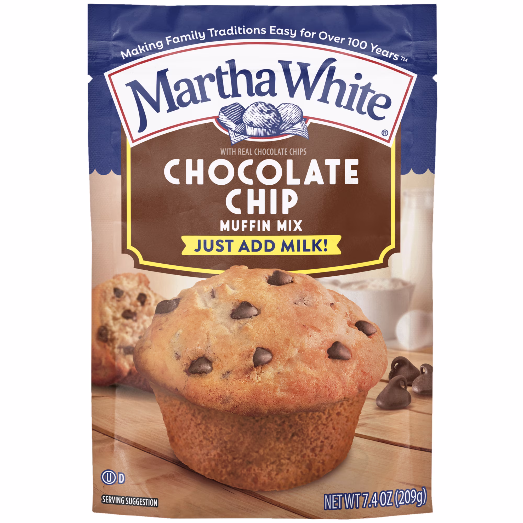 Martha White Chocolate Chip Muffin Mix, 7.4 oz Bag - Thumbnail 8