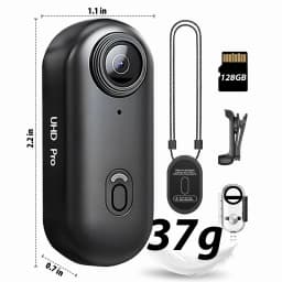 NUISK Mini Action Camera 4K, Wearable Magnetic Body Cam with 128GB SD Card, Hands-Free WiFi Camcorder for Vlogging and Outdoor Sports (Black) - Thumbnail 5