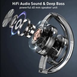 Bobtot Bluetooth Headphones Over Ear Wireless Active Noise Cancelling Headphone 30H Playtime Hi-Fi Stereo Bass 5 EQ Modes Foldable Headsets - Thumbnail 5