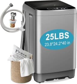 Kcpolre Portable Washing Machine, 25 lbs Full Automatic Washer with 10 Programs & 8 Water Levels, Top Load Clothes Washing Machines with LED Display - Thumbnail 1