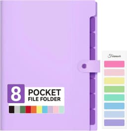 SUMMIT - Expanding File Folder with 8 Pocket, Letter Size Accordion File Organizer, Portable Folders for Documents, Cute Paper Organizer, Filling - Thumbnail 1
