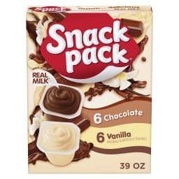 Snack Pack Chocolate Pudding and Vanilla Pudding, 3.25 oz Pudding Cups, 12 Count Family Pack - Thumbnail 1