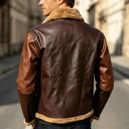 LEKWK Faux Leather Jacket for Men Sherpa Collar and Lining Full Zip Front with Multiple Zipper Pockets Warm Bomber Coat for Motorcycle Travel Outdoor and Winter Casual Wear - Thumbnail 7