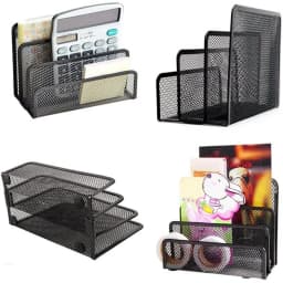 Casewin Desk Mail Organizer, Office Small Letter Sorter Desktop File Organizer Metal Mesh with 3 Vertical Upright Compartments, 1 Packï¼Blackï¼ - Thumbnail 7