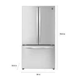 Kenmore French Door Refrigerator 26.6 cu ft with Bottom Freezer Drawer, Internal Water Dispenser, Ice Maker, Stainless Steel - Thumbnail 2