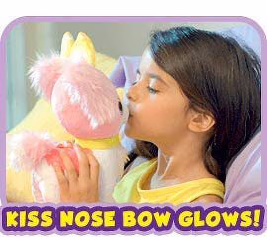 Wish Me Pets - Light Up LED Plush Stuffed Animals - Pink Cavalier Puppy with Yellow Bow - Thumbnail 2