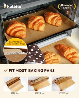 Katbite 12" x 262ft Unbleached Parchment Paper Roll, Non-Stick, Extra Long with Serrated Cutter,Balanced Series - Thumbnail 3