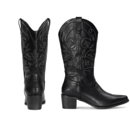 IUV Women's Square Toe Mid-Calf Western Cowboy Boot for Female,Sizes 5-11.5 - Thumbnail 6
